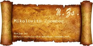 Mikolovits Zsombor névjegykártya